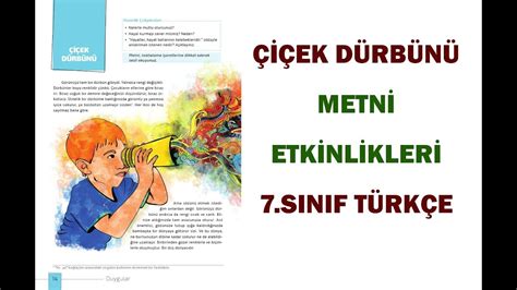 7 sınıf türkçe çiçek dürbünü etkinlik cevapları